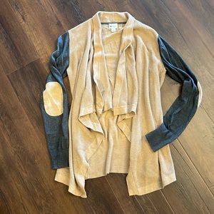 Stylus drape front cardigan with elbow patches NWOT